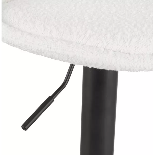 Tabouret réglable LANCELOT en tissu bouclé blanc et pied métal noir