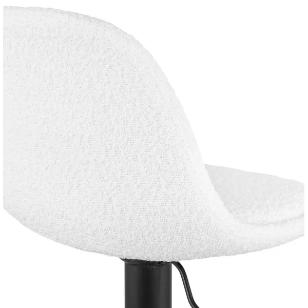 Tabouret réglable LANCELOT en tissu bouclé blanc et pied métal noir