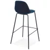 Tabouret de bar FENTON en velours bleu et pied métal noir