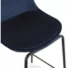 Tabouret de bar FENTON en velours bleu et pied métal noir