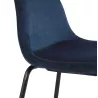 Tabouret de bar FENTON en velours bleu et pied métal noir