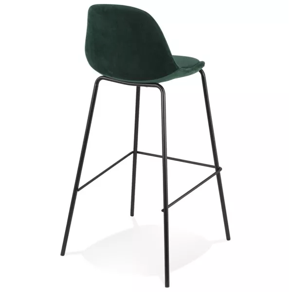 Tabouret de bar FENTON en velours vert et pied métal noir