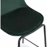 Tabouret de bar FENTON en velours vert et pied métal noir