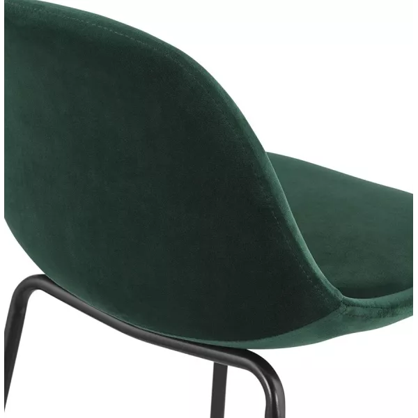 Tabouret de bar FENTON en velours vert et pied métal noir