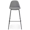 Tabouret de bar FENTON en velours gris et pied métal noir