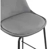 Tabouret de bar FENTON en velours gris et pied métal noir