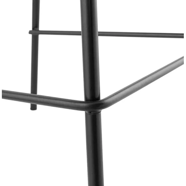 Tabouret de bar FENTON en velours gris et pied métal noir