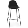 Tabouret de bar FENTON en velours noir et pied métal noir