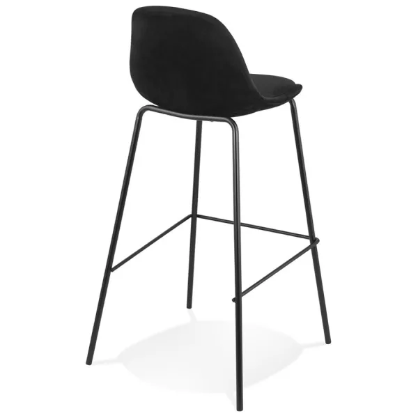 Tabouret de bar FENTON en velours noir et pied métal noir