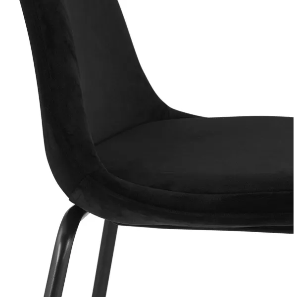 Tabouret de bar FENTON en velours noir et pied métal noir