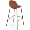 Tabouret de bar GIRON en microfibre brun et pied métal noir