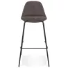 Tabouret de bar GIRON en microfibre gris foncé et pied métal noir