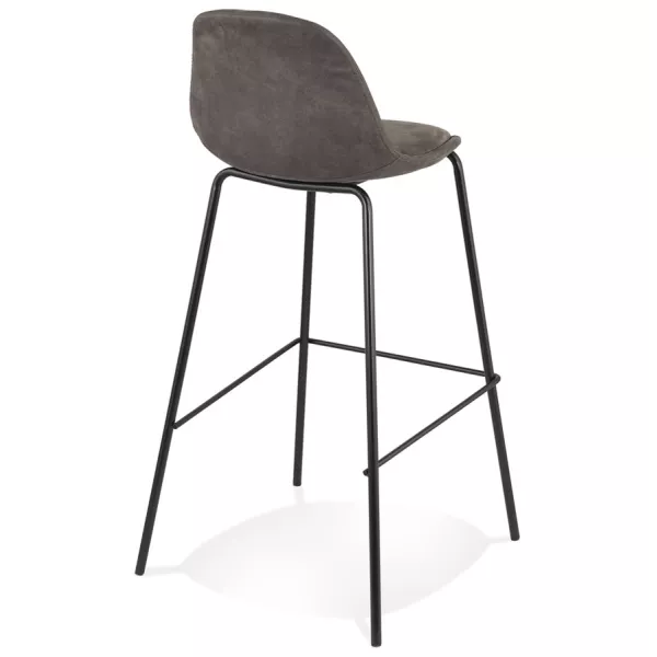 Tabouret de bar GIRON en microfibre gris foncé et pied métal noir