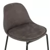 Tabouret de bar GIRON en microfibre gris foncé et pied métal noir