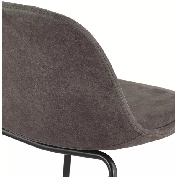 Tabouret de bar GIRON en microfibre gris foncé et pied métal noir