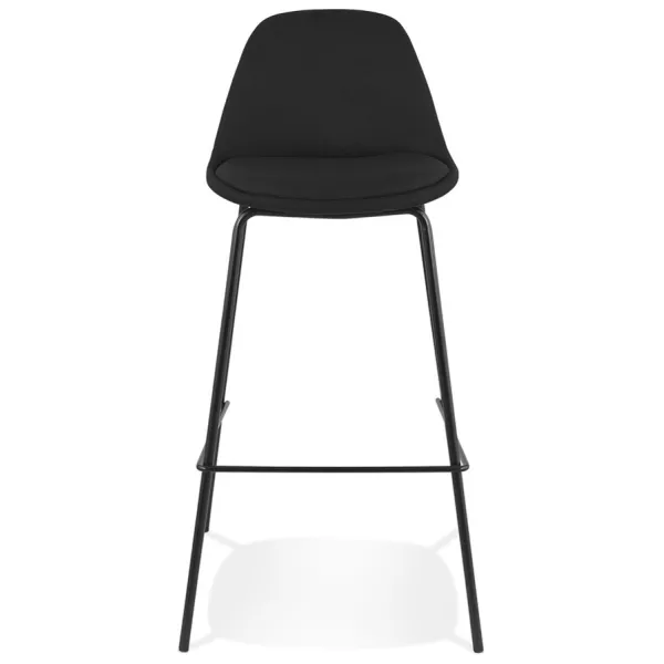 Tabouret de bar BULMA en tissu noir et pied métal noir