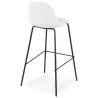 Tabouret de bar PLUMAR en tissu bouclé blanc et pied métal noir