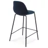 Tabouret snack mi-hauteur FENTON MINI en velours bleu et pied métal noir