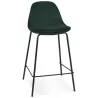 Tabouret snack mi-hauteur FENTON MINI en velours vert et pied métal noir