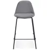 Tabouret snack mi-hauteur FENTON MINI en velours gris et pied métal noir