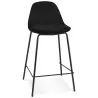 Tabouret snack mi-hauteur FENTON MINI en velours noir et pied métal noir