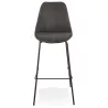 Tabouret de bar TAO en microfibre grise et pieds métal noir