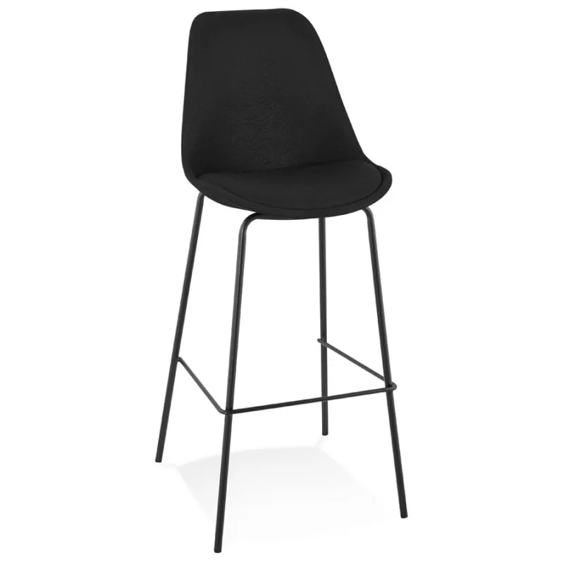 Tabouret de bar ALOE en tissu noir pied métal