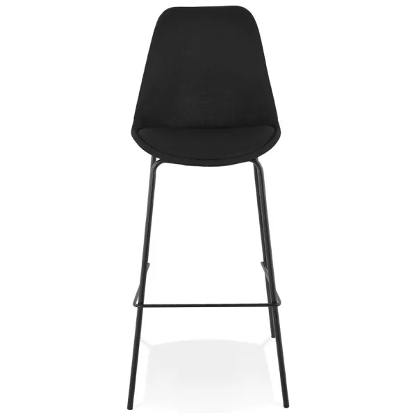 Tabouret de bar ALOE en tissu noir pied métal