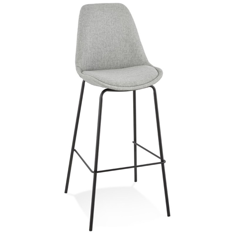 Tabouret de bar ALOE en tissu gris pied métal