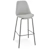 Tabouret de bar ALOE en tissu gris pied métal