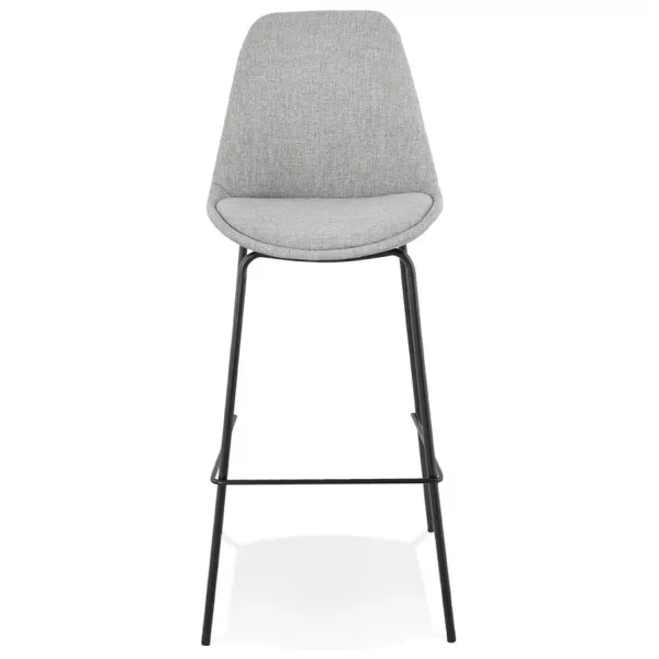 Tabouret de bar ALOE en tissu gris pied métal