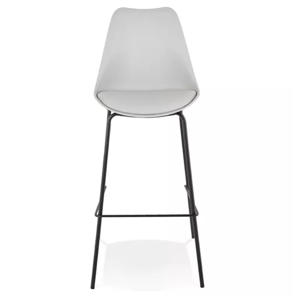 Tabouret de bar design LEMON gris pied métal noir