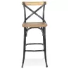 Tabouret de bar bois effet vieilli RANCH (Beige, Noir)