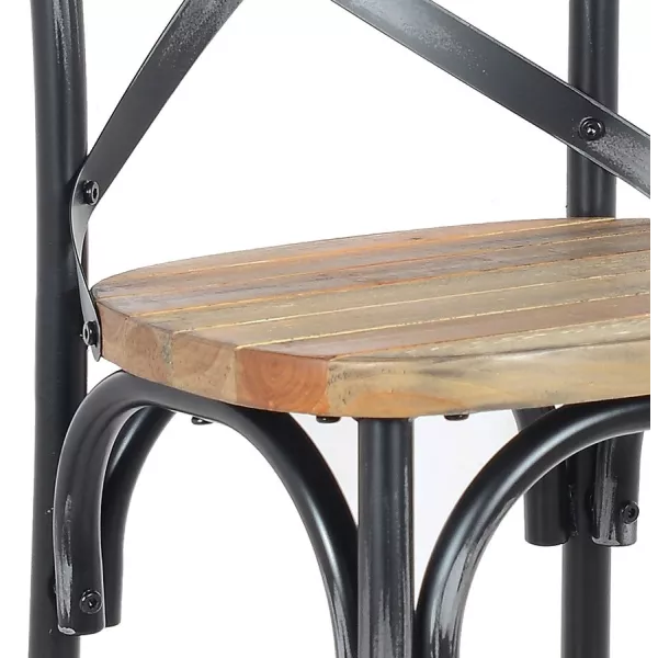 Tabouret de bar bois effet vieilli RANCH (Beige, Noir)