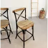 Tabouret de bar bois effet vieilli RANCH (Beige, Noir)