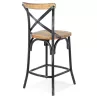 Tabouret snack mi-hauteur bois effet vieilli RANCH MINI (Beige, Noir)