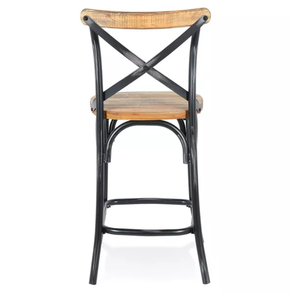 Tabouret snack mi-hauteur bois effet vieilli RANCH MINI (Beige, Noir)