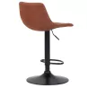 Tabouret réglable design OMALET en microfibre brune et pied métal noir