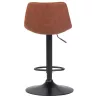 Tabouret réglable design OMALET en microfibre brune et pied métal noir