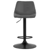 Tabouret réglable design OMALET en microfibre gris foncé et pied métal noir