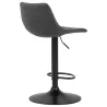 Tabouret réglable design OMALET en microfibre gris foncé et pied métal noir