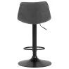 Tabouret réglable design OMALET en microfibre gris foncé et pied métal noir