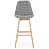 Tabouret de bar design scandinave en tissu pieds couleur naturelle CAMY (Pied de poule)