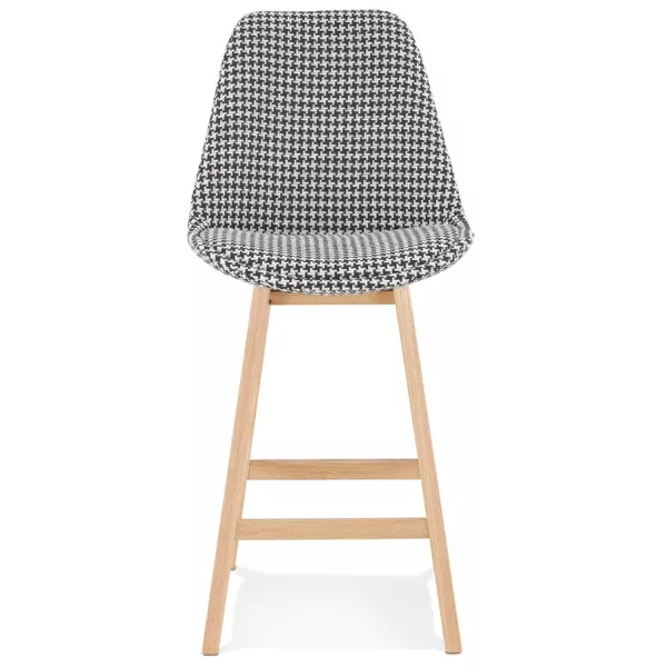 Tabouret snack mi-hauteur design scandinave tissu pieds couleur naturelle CAMY MINI (Pied de poule)