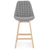 Tabouret snack mi-hauteur design scandinave tissu pieds couleur naturelle CAMY MINI (Pied de poule)