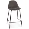 Tabouret snack mi-hauteur GIRON MINI en microfibre gris foncé et pied métal noir