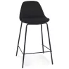 Tabouret snack mi-hauteur BULMA MINI en tissu noir et pied métal noir