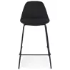 Tabouret snack mi-hauteur BULMA MINI en tissu noir et pied métal noir