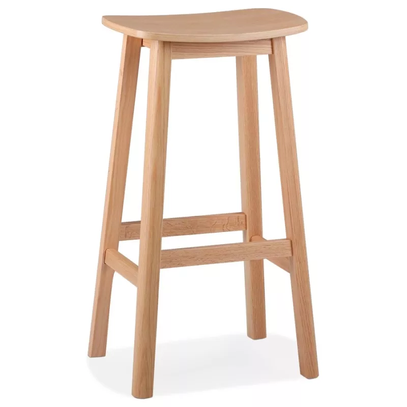 Tabouret de bar design DUMAS bois finition naturelle