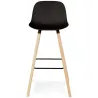 Tabouret de bar TATSU noir pieds bois naturel